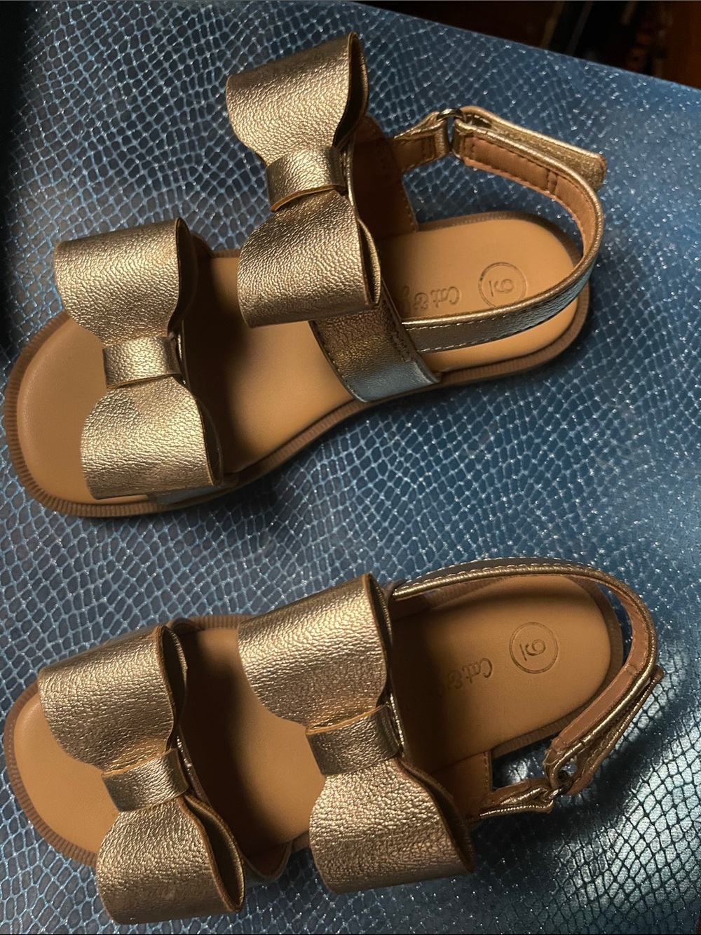 Cat & Jack Metallic Rose Gold Bow Sandals for Kids